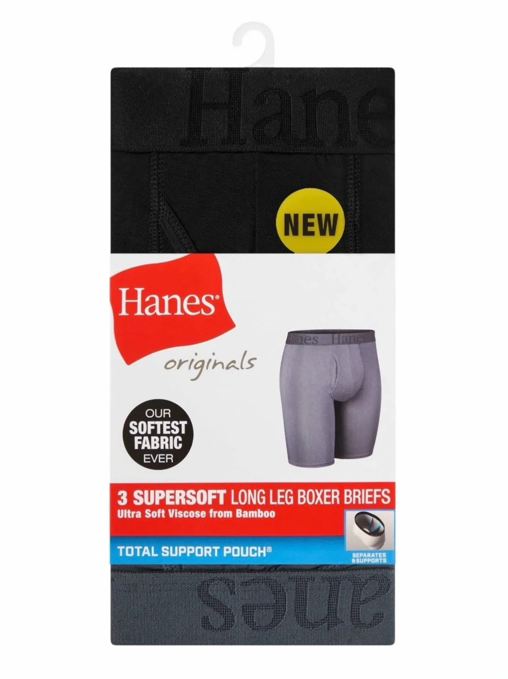 💜Hanes Originals Men's SuperSoft Boxer Brief Longer Leg, 3PackSize:Small(28-30)